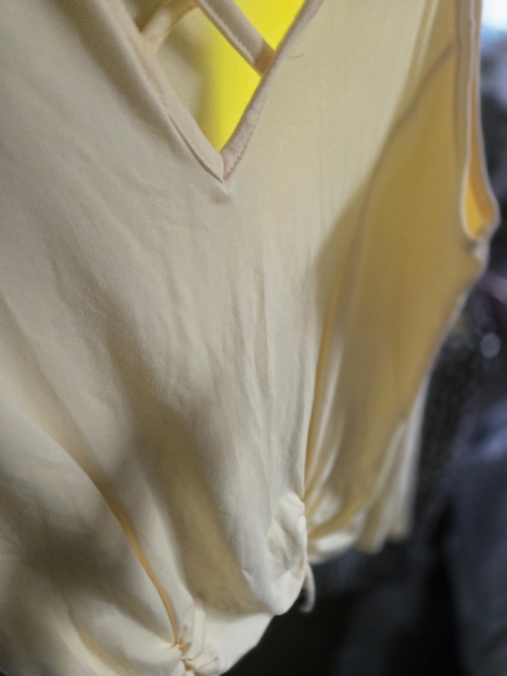 Yellow Sleeveless Drawstring Tank Top - Picture 3 of 4